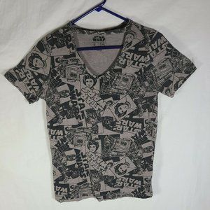 Star Wars Comic All Over Print T-Shirt Womens Front Cut-Out  Medium